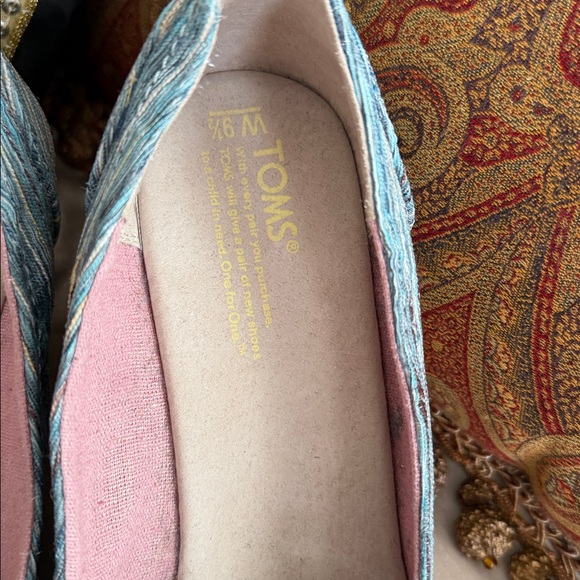 TOMS Women's Teal Espadrille Peep-Toe Shoes 9 1/2 - Picture 5 of 16